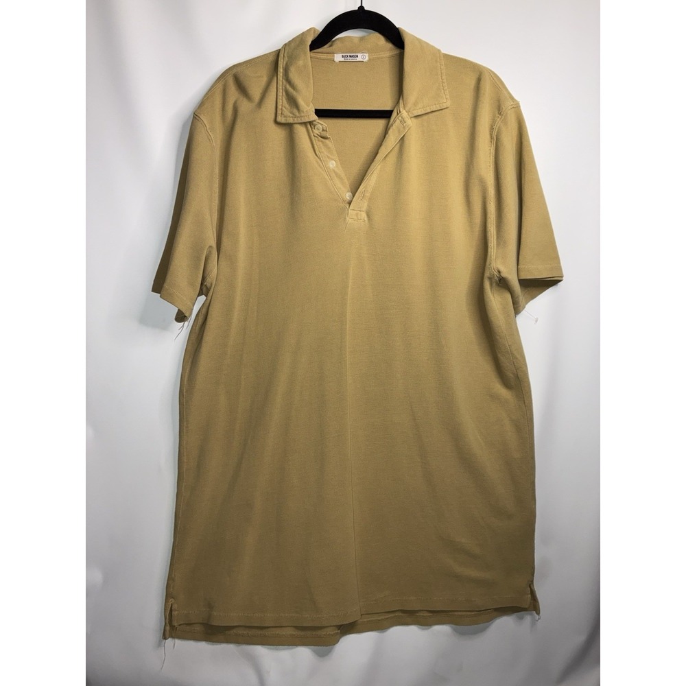 Buck Mason Polo Shirt Mens Large Tan Brown Knit Short Sleeve Casual *slight Flaw